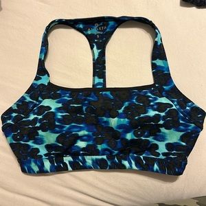 Blue leopard print sports bra